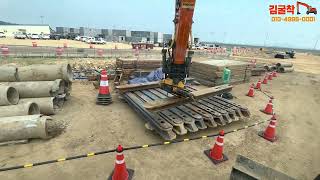 굴삭기 6W 엥콘틸트로테이터 (engcon tiltrotator) 부대토목 관로 되메우기 및 자재운반 작업 (PART.1-5)  excavation_kim