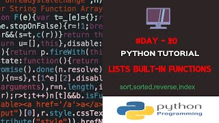 Python Tutorials|Lists Built-In Functions |Day-20|By Ashwath M Shetty