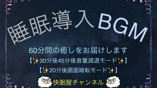 【睡眠導入BGM（No.6）静寂の星空】睡眠 快眠 入眠 熟睡 癒しの時間 60分間（画面暗転モード）（音量減退モード）