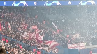 Paris Saint-Germain vs. Bayern I Bayern fans after 1-0 goal Coman I Champions League Feb 23