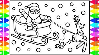 How to Draw Santa's Sleigh Step by Step for Kids 🎅❤️Santa Claus Sleigh Coloring Page | Christmas