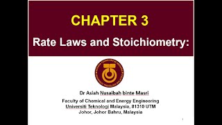 Practice for Chapter 3 Rate Law and Stoichiometry