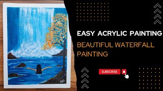 Easy Acrylic Painting | Easy Waterfall Landscape Painting | Step by Step Tutorial
