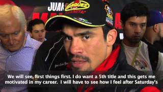 Juan Manuel Marquez is not worried about Alvarado's size & says Pacquiao fight is best option