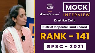 GPSC Topper Mock Interview | Krutika Zala | DILR | Rank-141 | GPSC 2021