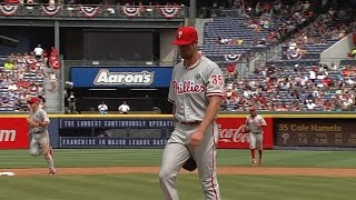 PHI@ATL: Hamels tosses no-hitter through six