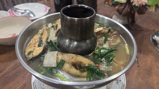 แกงหน่อไม้ดองใส่ปลานิลหม้อไฟ(สูตรอีสาน แซ่บอีหลีหลายเด้อ สิบอกให้)