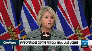 5 overdose deaths per day in B.C. last month