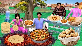 Roti Aloo Curry Cooking on Charcoal Fire Hindi Kahaniya Moral Stories New Funny Hindi Comedy Video