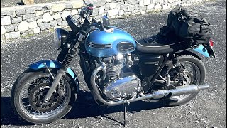 TRIUMPH T120 / ARRIVEE AU SOMMET DU COL DU GALIBIER (Alt.2642 mètres)