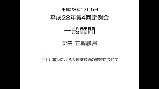 平成28年第4回定例会　一般質問（柴田正樹議員）