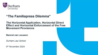 The Horizontal Application, Horizontal Direct Effect and Horizontal Enforcement of Free Movement