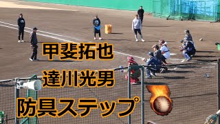 巨人・甲斐拓也捕手と達川光男特別コーチの熱血自主トレ！！防具ステップ編！！