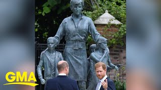 Prince William and Prince Harry unveil statue of their mom Princess Diana l GMA