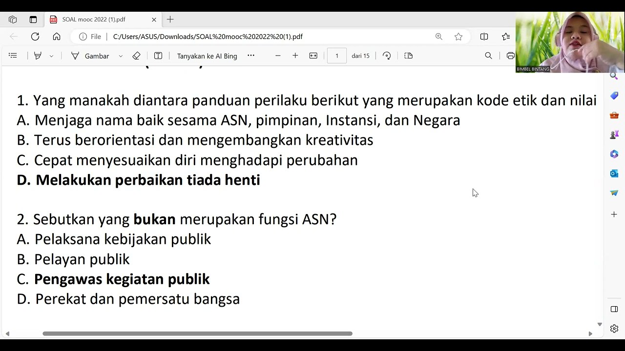 Soal Bahas Evaluasi Akademik MOOC PPPK Tahun 2023 - YouTube