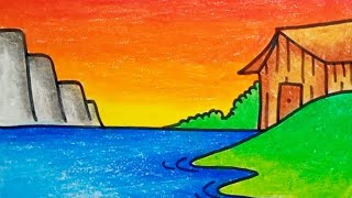 How To Draw A Sea Scenery Step By Step For Kids |Drawing Scenery For Kids