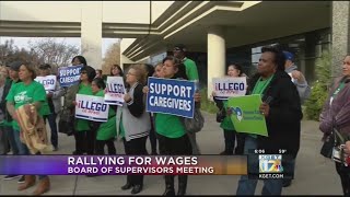 Home care workers rally for higher wages