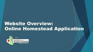 BCPAO Website Overview: Online Homestead Application