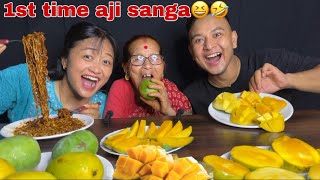 FIRST TIME AAJI SANGA MANGO \u0026 NOODLES  MUKBANG🥰❣️❣️😍