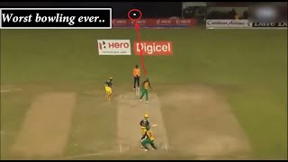 Worst bowling in cricket history! **funniest bowling fails**