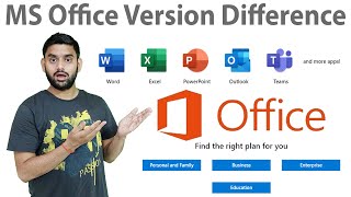 MS Office Version Difference & Personal & Home & Professional & Enterprises  & Education | MS Office