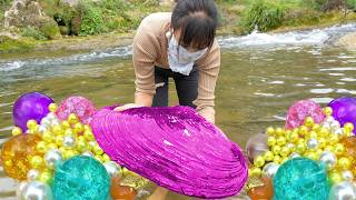 The girl unexpectedly obtained a mutated giant clam with hundreds of rare pearls hidden in her belly