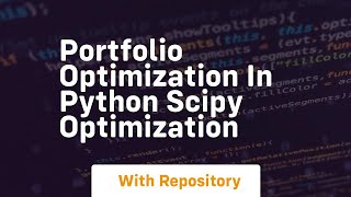 portfolio optimization in python scipy optimization