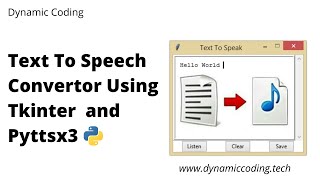 Text To Speech Convertor Project using tkinter and pyttsx3 / offline text to speech convertor
