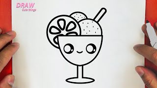 HOW TO DRAW A CUTE ICE CREAM CUP  , DRAW CUTE THINGS