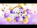 purple and gold birthday theme with balloons and confetti background video loops hd 3 hours