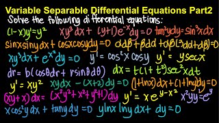 Variable Separable Differential Equations Part 2 (Live Stream)