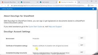 Change DocuSign Settings on SharePoint