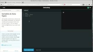 Codecademy Introduction to Ruby 13/16: Variables & Data Types