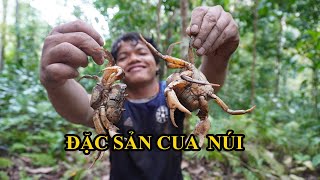 Digging for mountain crabs to find food for dinner