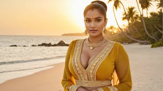 [4K]BEAUTIFUL AI INDIAN WOMAN | Ai Lookbook | Costal Charm In Golden Hour Bliss #ailookbook #aimodel