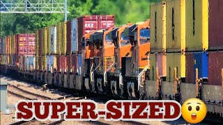 SUPER-SIZED BNSF AND UNION PACIFIC FREIGHT TRAINS THRU KC!