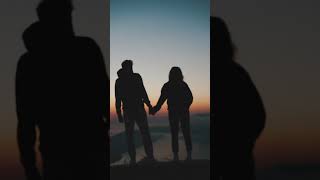 Silhouette of a Couple Standing Outdoors While Holding Each Other's Hands