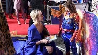 Brie Larson Meets 8-Year-Old Girl Dressed as Her Marvel Character During Film Premiere