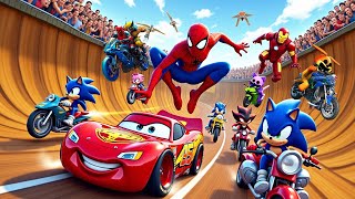 GTA V SPIDERMAN, DEADPOOL & IRONMAN, FNAF 2, SHIN SONIC TAPES ANIMATION Join in Epic New Stunt Race🔥