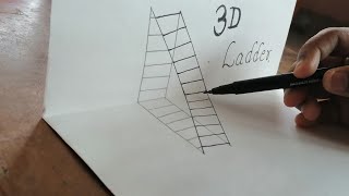 How to Draw a 3D Ladder , Optical Illusion - Trick Art For Kids