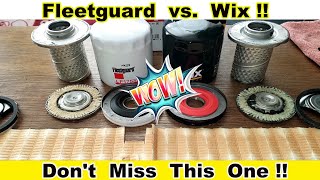 Fleetguard LF17531 Oil Filter vs. Wix 57502 Oil Filter Cut Open Comparison