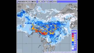 強い雨雲が九州を横断中・・・