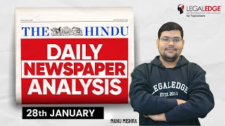 The HINDU for CLAT 2024 (28th Jan) | Current Affairs by LegalEdge | Daily Newspaper Analysis (Hindi)