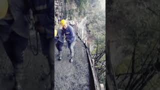 ⏱️Concrete maintenance of a mountain cliff road.#shorts