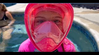 Demo in Pool: QingSong Kids Full Face Snorkel Mask for ages 4+