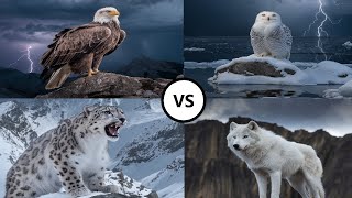 Megalodon vs Dusky shark vs (dolphin, blue whale, eagle, snow owl, vulture, falcon, bull shark)