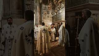 Holy Hierarchical Liturgy served by bishop Aristarhos at the Holy Sepulcher in Jerusalem #shorts