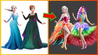 Elsa Anna Frozen Glow Up Colorful Girl - Disney Princesses Transformation