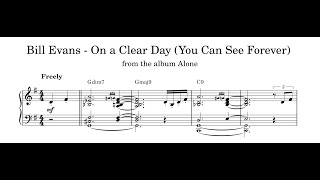 Bill Evans - On a Clear Day (You Can See Forever) - Piano Transcription - Sheet Music in Description