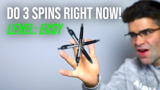 Learn 3 of the EASIEST Pen Spins FAST - Awesome Skills in Only 5 Minutes!